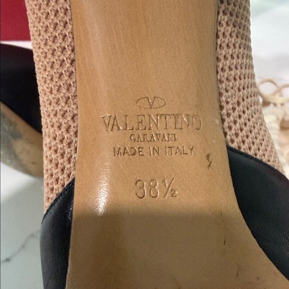 Valentino Garavani Beige Mesh and Black Leather Studded Ankle Boot - Picture 16 of 16